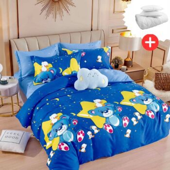 Pachet promo lenjerie de pat bumbac finet 6 piese + Pilota + 2 Perne | 13168-J