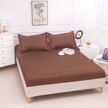 Husa de pat bumbac damasc Hotelier - cu elastic - 3 piese | 16800-P
