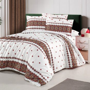 Lenjerie de pat bumbac 100% - model Arhaic - king size - 4 piese | 16033-R