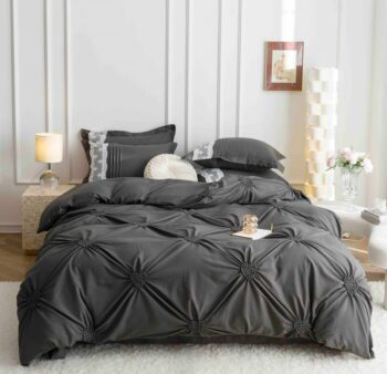 Lenjerie de pat finet cu inimi brodate - 6 piese | 5707-J