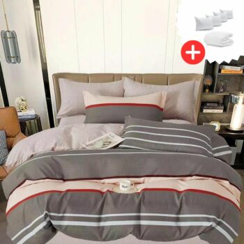 Pachet promo lenjerie de pat bumbac finet 6 piese + Pilota + 4 Perne | 11103-C