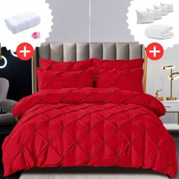 Pachet Promo Lenjerie de pat bumbac finet deluxe + Set 5 prosoape 100% Bumbac + Pilota + 4 Perne | 9223
