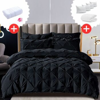 Pachet Promo Lenjerie de pat bumbac finet deluxe + Set 5 prosoape 100% Bumbac + Pilota + 4 Perne | 9231