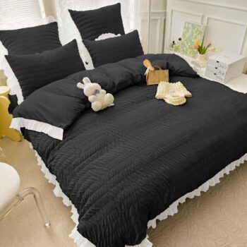 Lenjerie de pat bumbac finet creponat – 6 piese | 4986-J