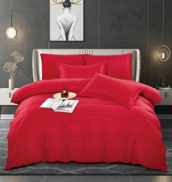 Lenjerie de pat bumbac damasc cu dunga lata - Premium - 6 piese | 10064-J