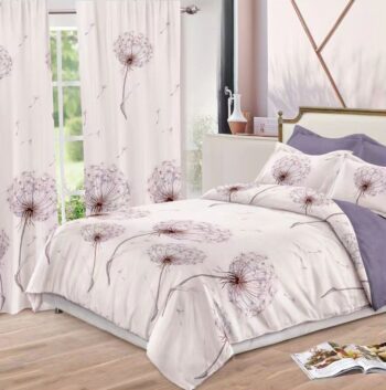 Lenjerie de pat bumbac finet cu elastic – 6 piese + 2 Draperii | 13930-C
