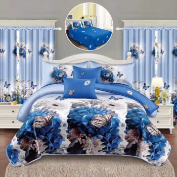 Lenjerie de pat bumbac finet – 6 piese + 2 Draperii | 16087-C