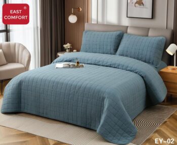 Cuvertura de pat 100% bumbac + husa de pat cu elastic + 2 fete de perna- 4 piese | 16433-CH