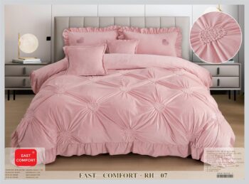 Lenjerie de pat catifea cu inimi brodate – 6 piese | 17374-CH