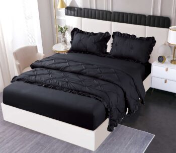 Lenjerie de pat bumbac finet cu pliuri - deluxe - cu elastic - 4 piese | 19028-SE