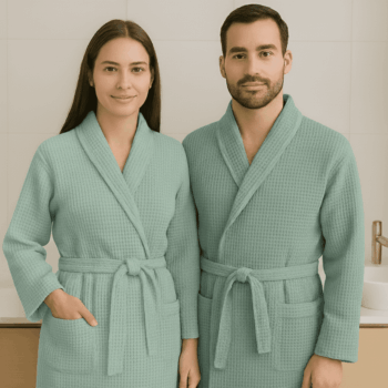 Halat de baie gofrat - 100% Bumbac - Verde Mint